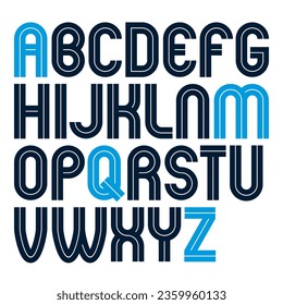 Vector capital bold English alphabet letters made with white lines, best for use in corporate logotype design 