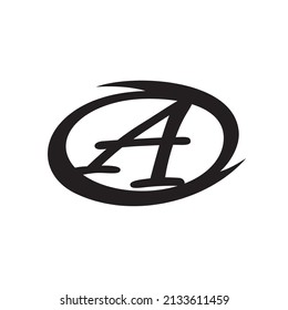 vector of a capital letter a inside a black color circle with 2 serrations. Can be used for brand logos or symbols. product logos starting with the letter a