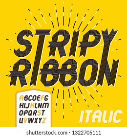 Vector capital modern alphabet letters set. Trendy italic bold font, script from a to z can be used in art  poster creation. Created using stripy, parallel lines.