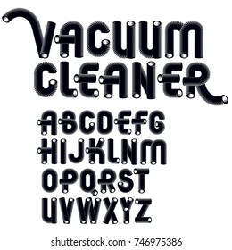 Vector capital modern alphabet letters set. Trendy rounded font, script from a to z can be used in art  poster creation. Made with industrial hose, 3d cylinder tube design.