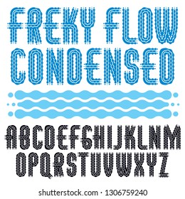 Vector capital modern disco alphabet letters set. Rounded bold condensed retro type font, script from a to z can be used for logo creation. Made using flow, wavy lines.