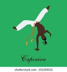 Vector capoeira batizado fight sport dance Brazil. Flat color eps10