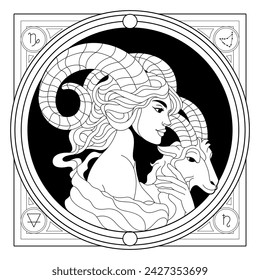 Vector Capricorn Astrological Zodiac Signs Illustration Isolated