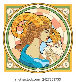 Vector Capricorn Astrological Zodiac Signs Illustration Isolated