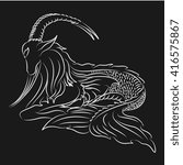 vector capricorn flat icons. Symbol isolated on black background