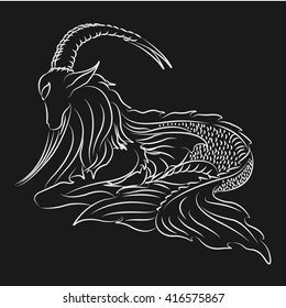 vector capricorn flat icons. Symbol isolated on black background