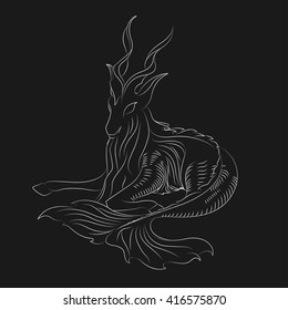vector capricorn flat icons. Symbol isolated on black background