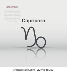 Vector capricorn zodiac icon in flat style. Astrology sign illustration pictogram. Capricorn horoscope business concept.