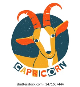 Vector capricorn zodiac sign original design. Can be used for poster, greeting card, birthday party, invitation. Vector illustration