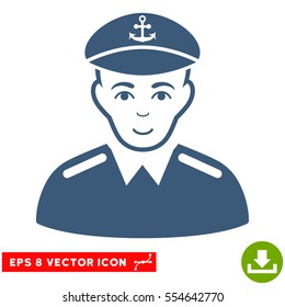 Vector Captain EPS vector pictograph. Illustration style is flat iconic blue symbol on a transparent background.