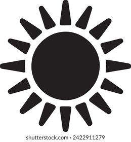 The vector captures a minimalist depiction of the sun with bold rays, a fundamental symbol of warmth, energy, and life. 