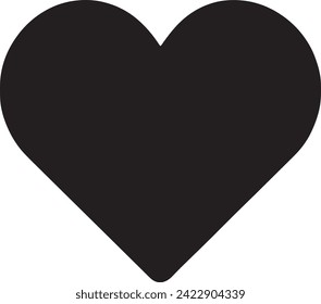 The vector captures the universal symbol of love and affection with a classic heart silhouette in a bold black on a clean white background. 