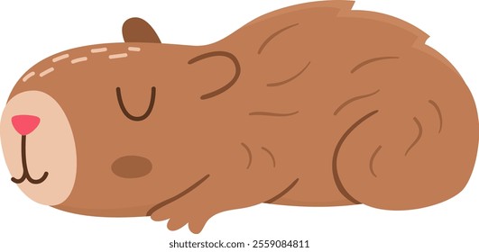 Vector capybara icon. Cute capibara sitting or lying with closed eyes. Funny happy animal illustration isolated on white background. Comic trendy guinea pig clipart