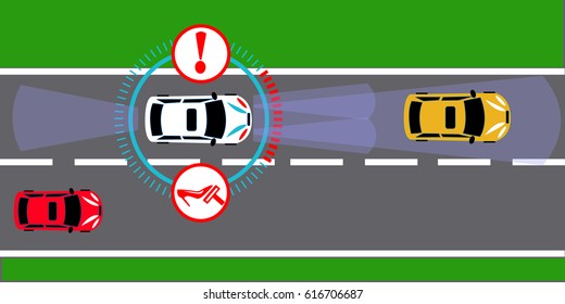  vector Car with autopilot  collision warning
