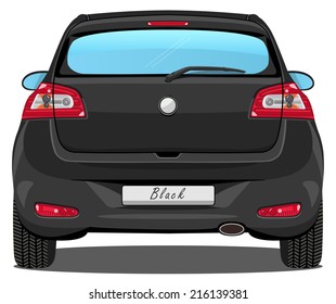 vector car - back view | black - without visible interior