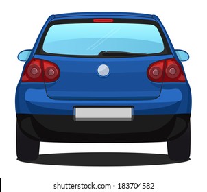 Vector Car - Back view - Blue