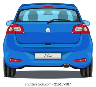 vector car - back view | blue - with visible interior