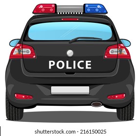 Vector Car - Back View | Police Car - Without Visible Interior