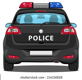 Vector Car - Back View | Police Car - With Visible Interior