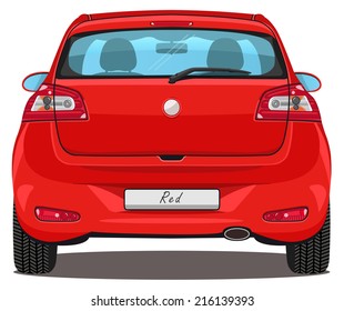 vector car - back view | red - with visible interior