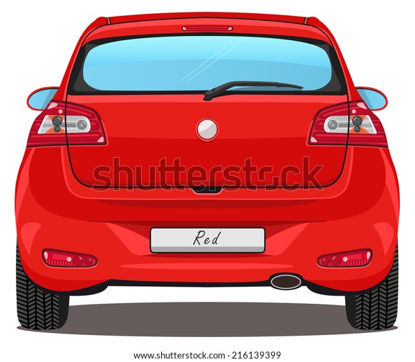 vector\
car - back view | red - without visible\
interior