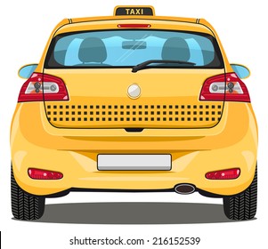 Vector Car - Back View | Taxi - Cab - With Visible Interior