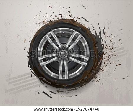 Vector car banner template. Grunge tire track background for vertical poster, digital banner, flyer, booklet cover, brochure and web design. Grunge tire track. Dirty tire track background.