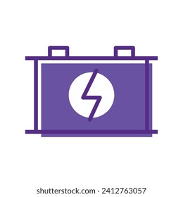 Vector car battery flat icon on white, vector illustration.e
