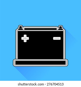 Vector Car Battery Icon Isolated on Blue Background.