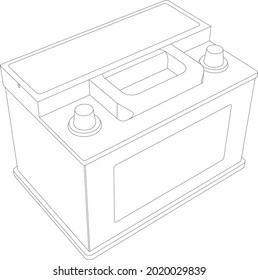 Vector car battery line illustration on white background