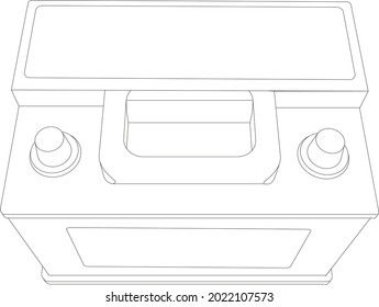 Vector car battery line illustration on white background