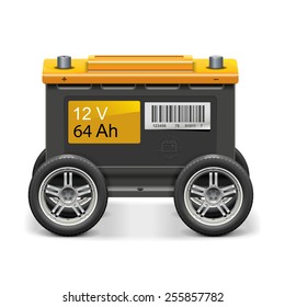 Vector Car Battery on Wheels