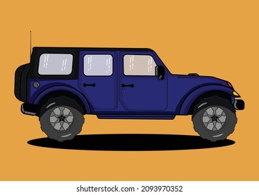 Vektorauto in blau, schwarz, weiß für Logo, Marke, Maskottchen oder für Animations- und Animations-Grafikanwendungen, Vektorgrafik