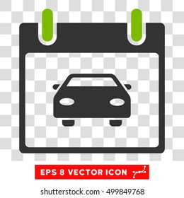 Vector Car Calendar Day EPS vector pictogram. Illustration style is flat iconic bicolor eco green and gray symbol on a transparent background.