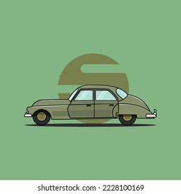 ilustración de dibujos animados clásicos de vector de coche