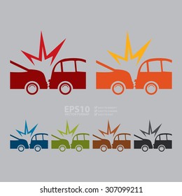 Vector : Car Crash Infographics Flat Icon, Sign 
