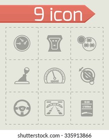 Vector Car dashboard icon set on grey background
