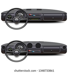 Vector Car Dashboard isolated on white background