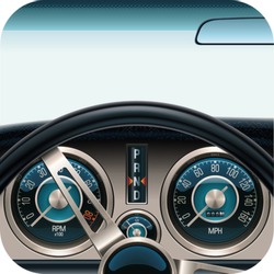 Vector car dashboard square icon