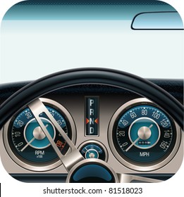 Vector Car Dashboard Square Icon