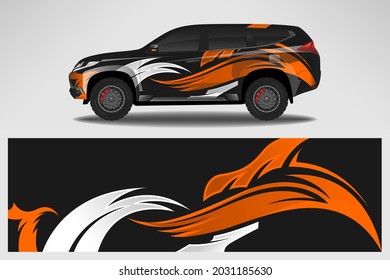 Vector car decal wrap design. Graphic abstract line racing background design for vehicle, race car, rally, adventure livery camouflage.