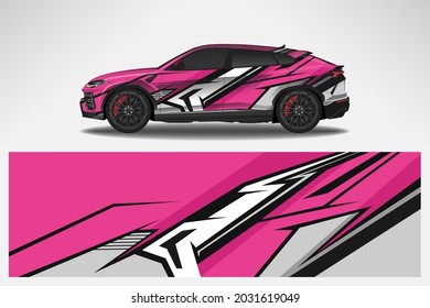 Vector car decal wrap design. Graphic abstract line racing background design for vehicle, race car, rally, adventure livery camouflage.