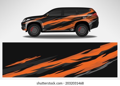 Vector car decal wrap design. Graphic abstract line racing background design for vehicle, race car, rally, adventure livery camouflage.