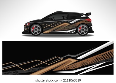 Vector car decal wrap design. Graphic abstract line racing background design for vehicle, race car, rally, adventure livery camouflage.