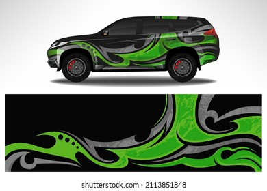 Vector car decal wrap design. Graphic abstract line racing background design for vehicle, race car, rally, adventure livery camouflage.
