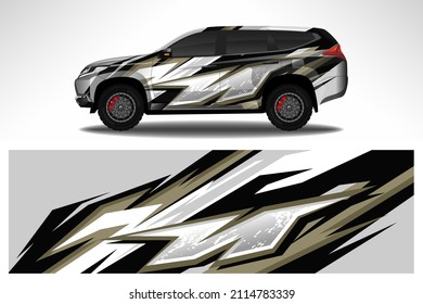 Vector car decal wrap design. Graphic abstract line racing background design for vehicle, race car, rally, adventure livery camouflage.