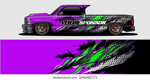 Vector Car Decal Wrap Design: Abstract Racing Stripe Background Kit for Vehicles, Race Cars, Rally, Adventure, and Livery