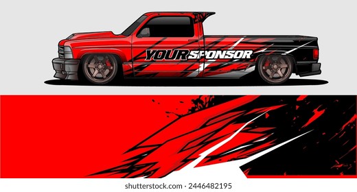 Vector Car Decal Wrap Design: Abstract Racing Stripe Background Kit for Vehicles, Race Cars, Rally, Adventure, and Livery
