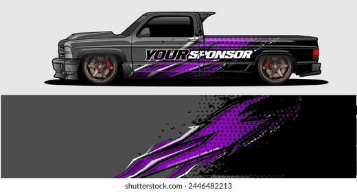 Diseño de la envoltura de la etiqueta del coche de Vector: Abstractas Racing Stripe Kit de fondo para vehículos, coches de carreras, rally, aventura y librea