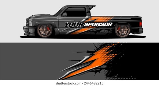 Vektorgrafik Car Decal Wrap Design: Abstrakter Rennstreifen-Hintergrund-Kit für Fahrzeuge, Rennwagen, Rallye, Abenteuer und Lackierung